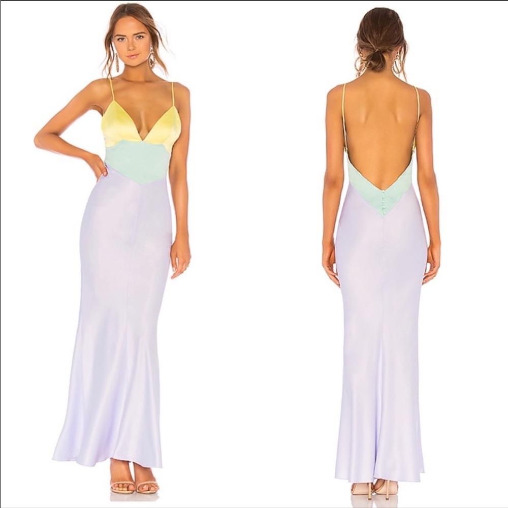 MAJORELLE Pastel Maxi Slip Dress